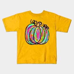 Bright Colorful Multi color Pumpkin Kids T-Shirt